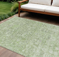 8 X 10 Artichoke Green And Olive Green Floral Washable Indoor Outdoor Area Rug