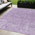 5 X 8 Lilac And Purple Floral Washable Indoor Outdoor Area Rug