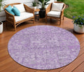 8 Lilac And Purple Round Floral Washable Indoor Outdoor Area Rug