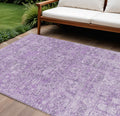 9 X 12 Lilac And Purple Floral Washable Indoor Outdoor Area Rug