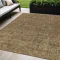 5 X 8 Brown And Taupe Floral Washable Indoor Outdoor Area Rug