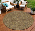 8 Brown And Taupe Round Floral Washable Indoor Outdoor Area Rug
