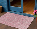 3 X 5 Pink Blush And Charcoal Floral Washable Indoor Outdoor Area Rug