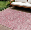 10 X 14 Pink Blush And Charcoal Floral Washable Indoor Outdoor Area Rug