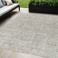 5 X 8 Taupe Beige And Gray Floral Washable Indoor Outdoor Area Rug