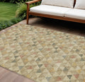 9 X 12 Beige Tan And Taupe Geometric Washable Indoor Outdoor Area Rug