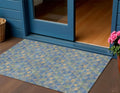 3 X 5 Sky Blue And Gray Geometric Washable Indoor Outdoor Area Rug
