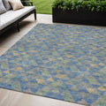 5 X 8 Sky Blue And Gray Geometric Washable Indoor Outdoor Area Rug