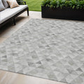 5 X 8 Silver Beige And Taupe Geometric Washable Indoor Outdoor Area Rug