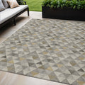 5 X 8 Taupe Beige And Tan Geometric Washable Indoor Outdoor Area Rug