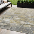 5 X 8 Beige Taupe And Wheat Floral Washable Indoor Outdoor Area Rug