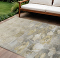 8 X 10 Beige Taupe And Wheat Floral Washable Indoor Outdoor Area Rug