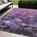 5 X 8 Purple Eggplant And Lavender Floral Washable Indoor Outdoor Area Rug