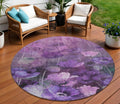 8 Purple Eggplant And Lavender Round Floral Washable Indoor Outdoor Area Rug