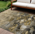 8 X 10 Taupe Beige And Tan Floral Washable Indoor Outdoor Area Rug