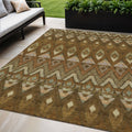 5 X 8 Brown Beige And Artichoke Green Southwestern Washable Indoor Outdoor Area Rug