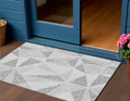 3 X 5 Gray Charcoal And Silver Geometric Washable Indoor Outdoor Area Rug