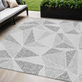 5 X 8 Gray Charcoal And Silver Geometric Washable Indoor Outdoor Area Rug