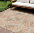 9 X 12 Terra Cotta Beige And Salmon Geometric Washable Indoor Outdoor Area Rug