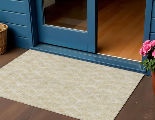 3 X 5 Beige Taupe And Tan Geometric Washable Indoor Outdoor Area Rug