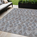 5 X 8 Sky Blue And Silver Geometric Washable Indoor Outdoor Area Rug