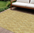 10 X 14 Gold Taupe And Beige Geometric Washable Indoor Outdoor Area Rug