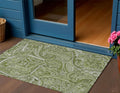 3 X 5 Artichoke Green And Olive Green Paisley Washable Indoor Outdoor Area Rug