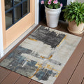 3 X 5 Charcoal Gray And Tan Abstract Washable Indoor Outdoor Area Rug
