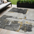 5 X 8 Gray And Tan Abstract Washable Indoor Outdoor Area Rug
