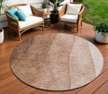 8 Brown Beige And Chocolate Round Ombre Washable Indoor Outdoor Area Rug