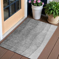 3 X 5 Gray Silver And Charcoal Ombre Washable Indoor Outdoor Area Rug