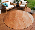 8 Orange And Copper Round Ombre Washable Indoor Outdoor Area Rug