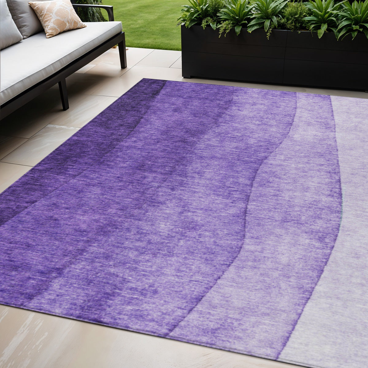 5 X 8 Purple Lilac And Lavender Ombre Washable Indoor Outdoor Area Rug