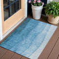 3 X 5 Teal Blue Aqua And Turquoise Ombre Washable Indoor Outdoor Area Rug