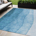 5 X 8 Teal Blue Aqua And Turquoise Ombre Washable Indoor Outdoor Area Rug