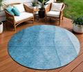 8 Teal Blue Aqua And Turquoise Round Ombre Washable Indoor Outdoor Area Rug