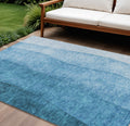 8 X 10 Teal Blue Aqua And Turquoise Ombre Washable Indoor Outdoor Area Rug