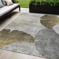 5 X 8 Gray Charcoal And Silver Floral Washable Indoor Outdoor Area Rug