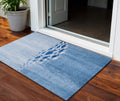 3 X 5 Sky Blue And Navy Blue Nautical Washable Indoor Outdoor Area Rug