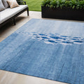 5 X 8 Sky Blue And Navy Blue Nautical Washable Indoor Outdoor Area Rug
