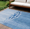 10 X 14 Sky Blue And Navy Blue Nautical Washable Indoor Outdoor Area Rug