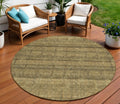 8 Brown Beige And Chocolate Round Striped Washable Indoor Outdoor Area Rug