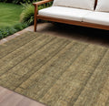 10 X 14 Brown Beige And Chocolate Striped Washable Indoor Outdoor Area Rug