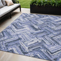 5 X 8 Navy Blue And Sky Blue Geometric Washable Indoor Outdoor Area Rug