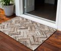 3 X 5 Brown Taupe And Tan Geometric Washable Indoor Outdoor Area Rug