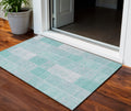 3 X 5 Aqua Teal Blue And Silver Patchwork Washable Indoor Outdoor Area Rug