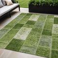 5 X 8 Olive Green And Artichoke Green Patchwork Washable Indoor Outdoor Area Rug
