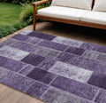 8 X 10 Purple Eggplant And Lavender Patchwork Washable Indoor Outdoor Area Rug