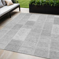 5 X 8 Silver Gray And Graphite Patchwork Washable Indoor Outdoor Area Rug