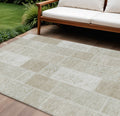 8 X 10 Taupe Beige And Tan Patchwork Washable Indoor Outdoor Area Rug